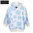 PRADA プラダ 国内正規 22SS UJL09A S221 フラワープリントジャカードテリークロスフーディプルオーバーパーカー トップス XS ホワイトxブ...