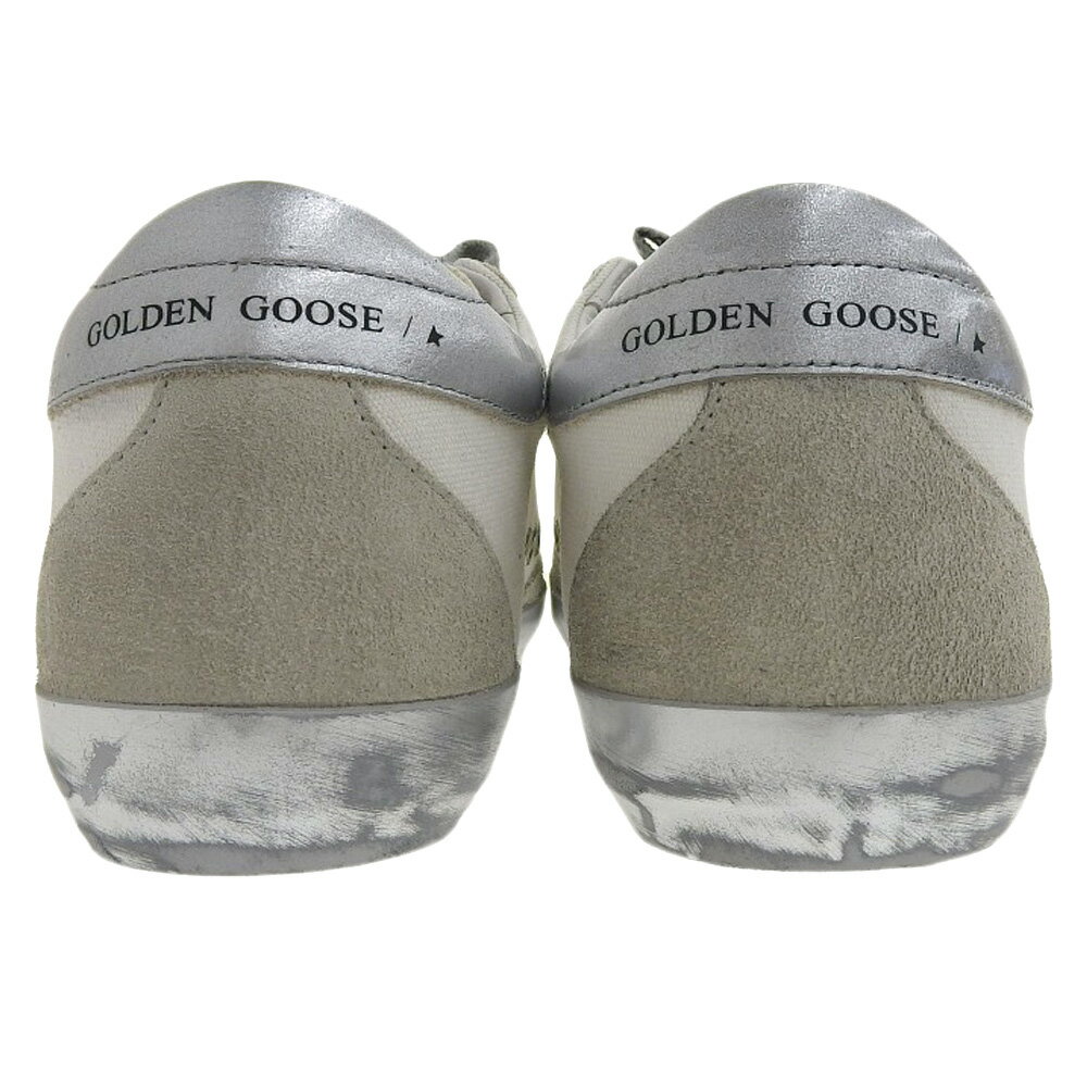 GOLDEN GOOSE ゴールデングース 新品同様 GOLDEN GOOSE ゴールデングース Super-Star キャンバス レザー スニーカー レディース ホワイト×シルバー 38 GWF00102 シューズ 38 ホワイト/シルバー レディース 【中古】