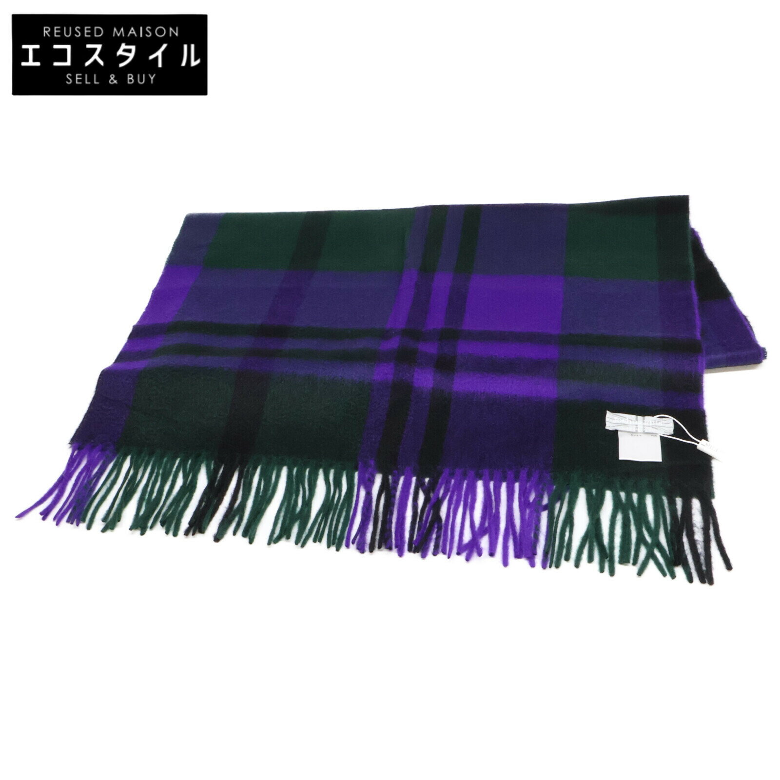 Joshua Ellis ジョシュアエリス 【新品同様/24AW】CPG52309 プライマリーブラックウォッチ カシミヤ100% マフラー パープルxグリーン レディース 【中古】