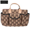 GUCCI グッチ 美品 628159 チルドレンズ GG ウールxレザー トートバッグ ハンドバッグ ベージュ レディース 【中古】