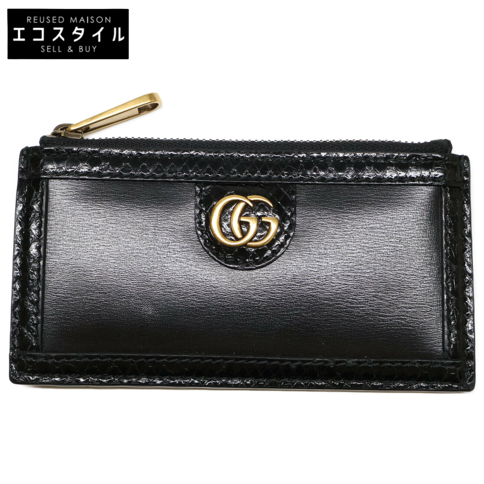 GUCCI グッチ 【美品】699349 リミテッドエディション フラグメントケース / コインケース ブラック/ゴールド レディース 【中古】