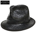 ZELE-PARIS ゼルパリ クロコダイルレザー 中折れハット 帽子 ブラック メンズ 【中古】