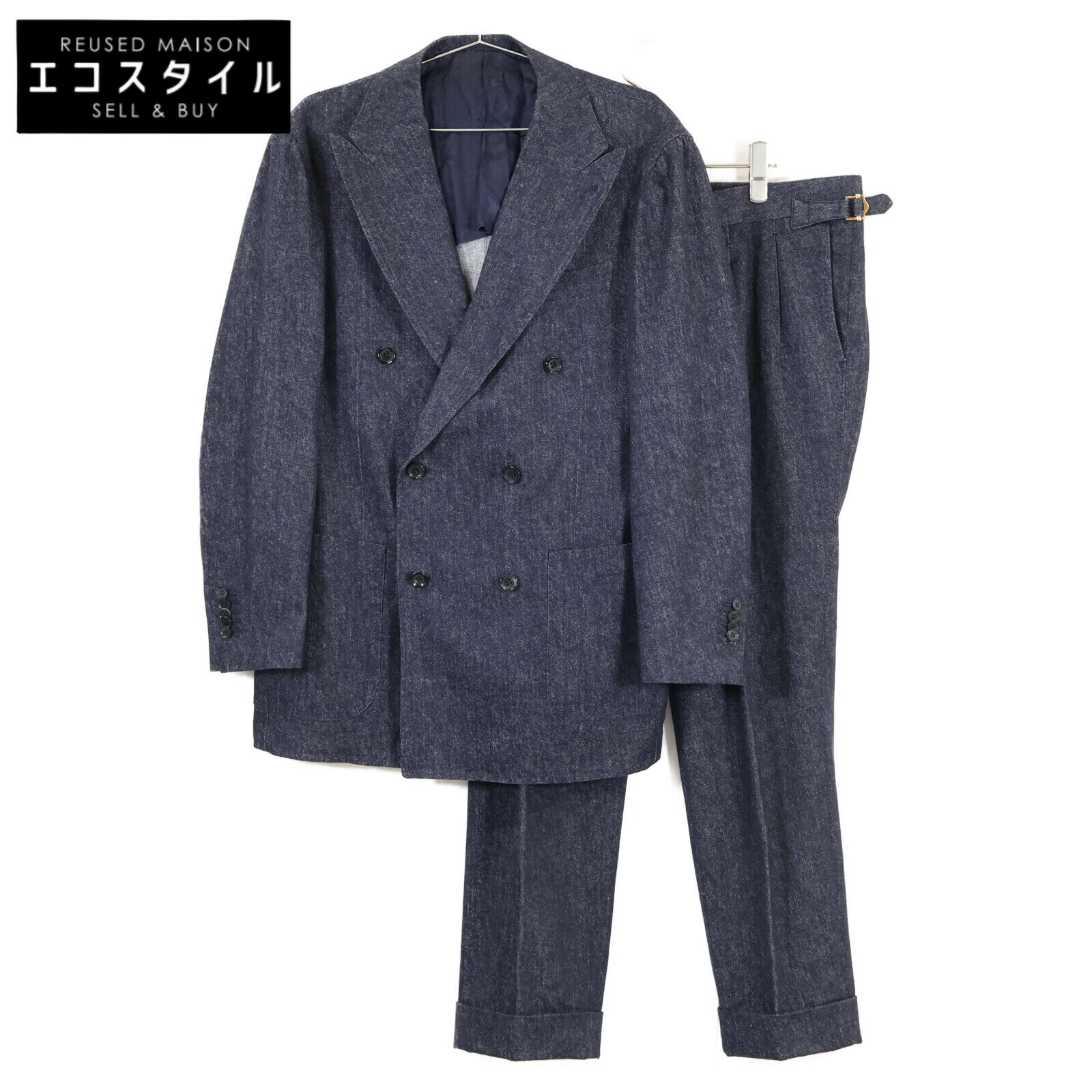 RING JACKET リングヂャケット 【美品】MEISTER RT022F75X デニム ダブル スーツ 52 インディゴ メンズ 【中古】