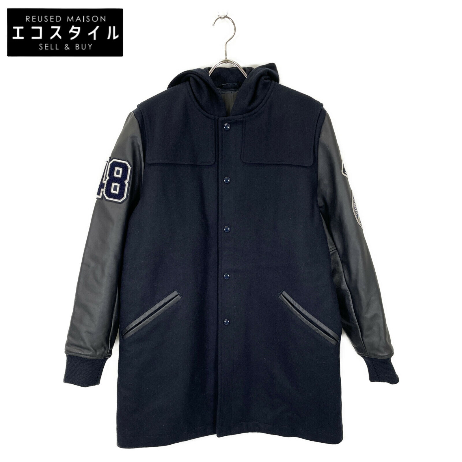 VAN JACKET ヴァンジャケット KW-86508 ネイビー レザー切替 ロングジャケット ジャケット L ネイビー メンズ 【中古】
