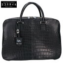 ZELE-PARIS ゼルパリ 新品同様 クロコダイル ポロサス フルZIPオペレートバッグ ビジネスバッグ・ブリーフケース ブラック/SV金具 メンズ 【中古...