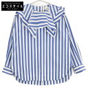 3.1 Phillip Lim 3.1フィリップリム ブルー×ホワイト LS ドレープハンカチカラー トップス 2 ブルー/ホワイト レディース 【中古】