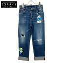 DSQUARED2 ディースクエアード ×THE SMURFS 23SS S73LA0288 ボタンフライ ダメージ加工デニムパンツ ボトムス 38 ブルー レ...