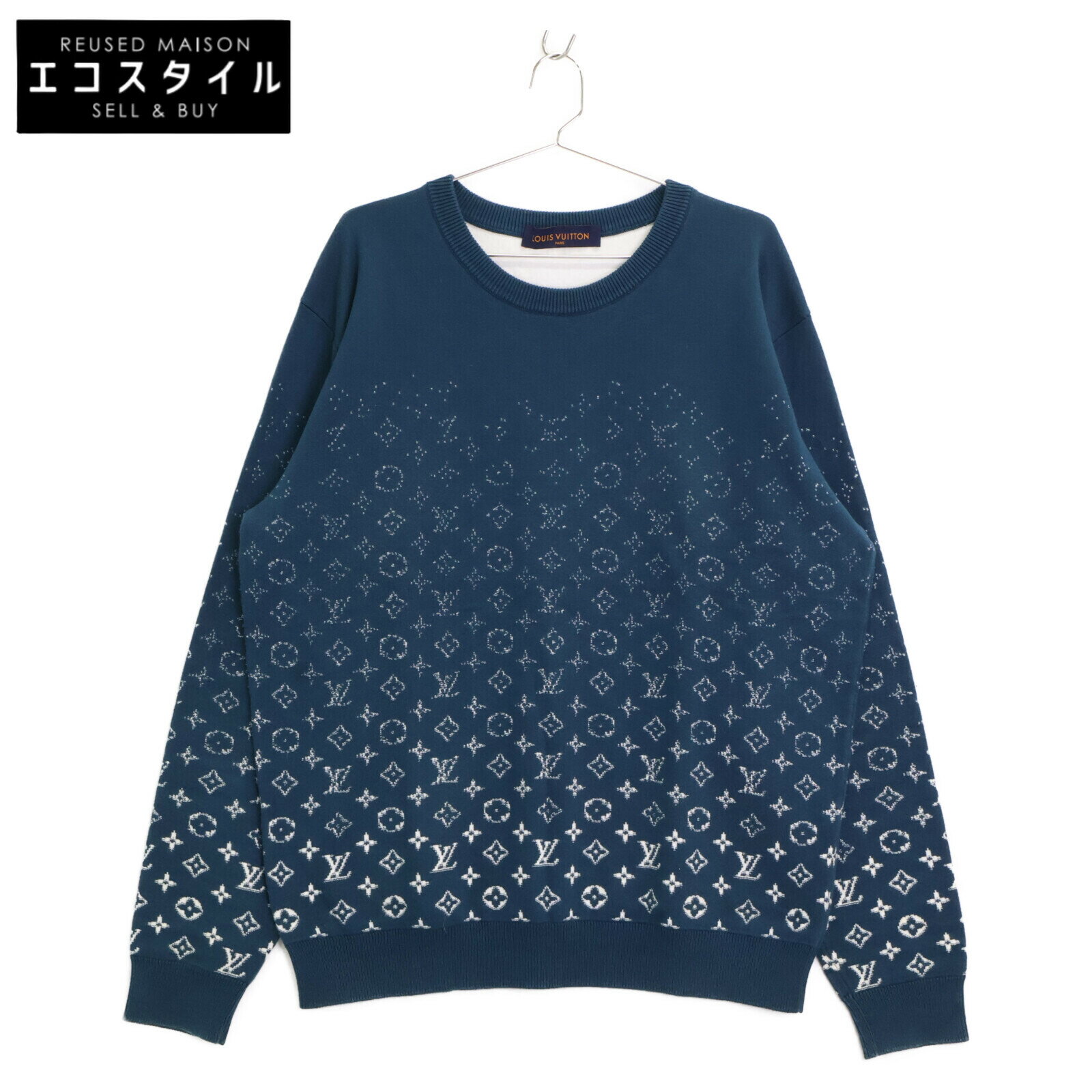 LOUIS VUITTON ルイヴィトン 【美品/国内正規/20年製】RM202 USO HJN87W ヴァージルアブロー グラデーションモノグラム ニットセーター/ トップス XL グリーン メンズ 【中古】