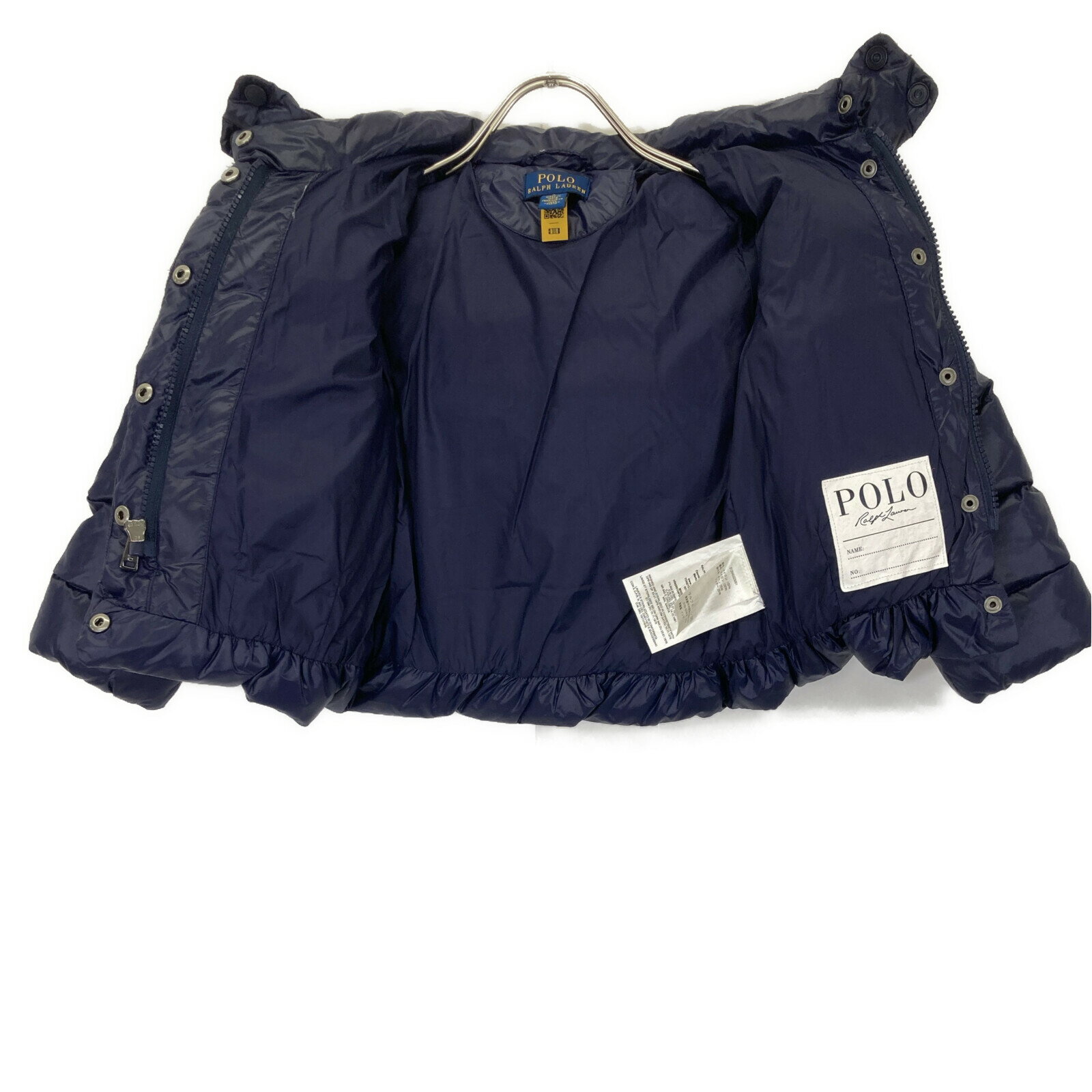 POLO RALPH LAUREN ポロ ラルフローレン ネイビー フーデッド ペプラムダウンジャケット ジャケット 4 ネイビー キッズ 【中古】