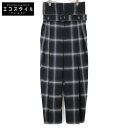 STELLA McCARTNEY ステラマッカートニー 【美品】602383 Harley オンブレチェック ハイウエスト ワイドパンツ/ ボトムス 34 グレ...