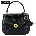 JRA JRA認定 クロコダイル 2way ショルダーバッグ ハンドバッグ ブラック/GD金具 レディース 【中古】