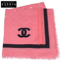 CHANEL シャネル 【美品】ココマーク カシミヤ x シルク 大判 ストール ピンク レディース 【中古】(4)