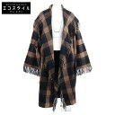BALENCIAGA バレンシアガ 【美品/国内正規/21AW】661436 check Fringed wool Twill Coat ギンガムチェック ツイル コート ONE ブラウン レディース 【中古】(4)