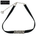 DIOR ディオール 【美品】J'ADIOR ジャディオール ラインストーン ベロア チョーカー(首飾り) シルバー/ブラック レディース 【中古】