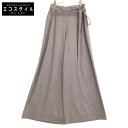 TAE ASHIDA タエアシダ 【美品/24年製】ストライプ ウエストベルト付 ワイドパンツ/ ボトムス グレー レディース 【中古】