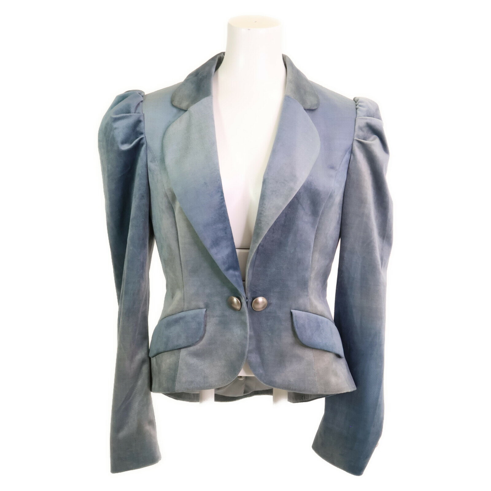 TAE ASHIDA タエアシダ 【美品/24年製】TJ4721 ギャザースリーブ ベロア ジャケット ブルー レディース 【中古】