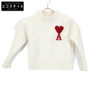 AMI PARIS アミパリス ホワイト ウール クルーネック ニット トップス S ホワイト レディース 【中古】