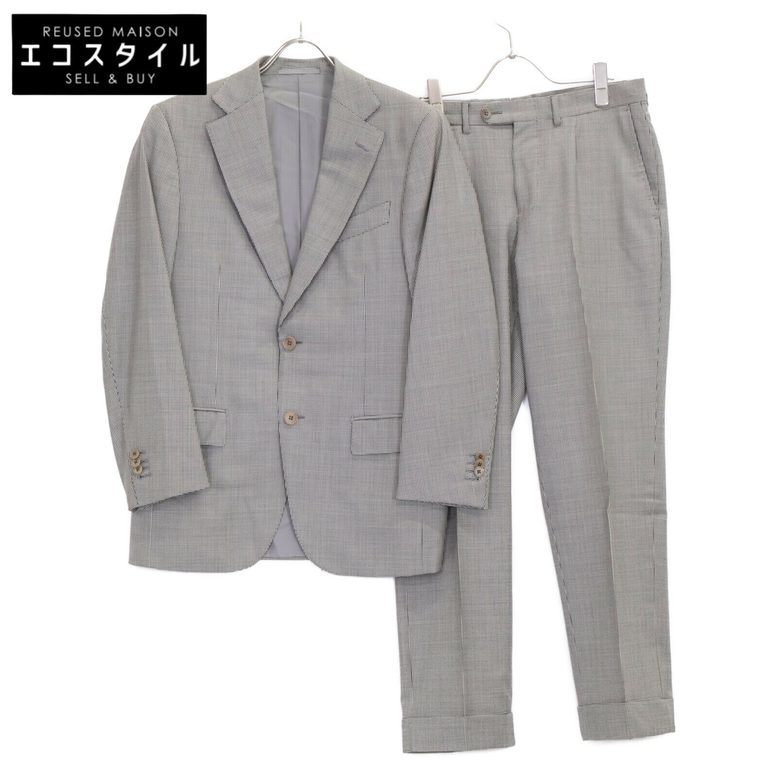 Ermenegildo Zegna エルメネジルドゼニア 2112BY 格子柄 ウール スーツセットアップ スーツ 46 グレー メンズ 【中古】