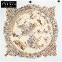 HERMES エルメス 【美品】CIRQUE MOLIER モリエサーカス カレ90 シルク100% スカーフ ベージュ レディース 【中古】(4)