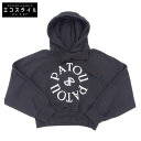 PATOU パトゥ 新品同様 PATOU パトゥ コットン ロゴ クロップドフーディ パーカ トップス レディース ブラック M JE0699995900B トップス M ブラック レディース 【中古】
