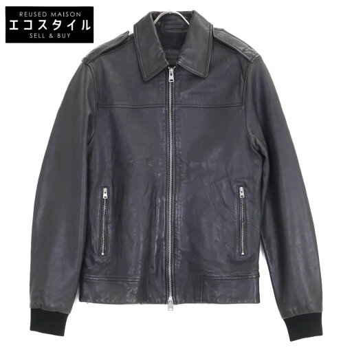 AllSaints オールセインツ ML023R ジップアップ ラムレザー ジャケット XS ブラック メンズ 【中古】 AllSaints オールセインツ ML023R ジップアップ ラムレザー ジャケット XS ブラック メンズ 【中古】