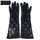 GUCCI グッチ 【美品】539645 3SB32 1000 GGモチーフ チュール グローブ S ブラック レディース 【中古】