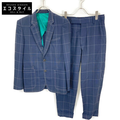 PaulSmith ポールスミス PF-IS-80651/PF-MH-58578 ブルー ウール ウィンドウペンチェック2Pスーツセットアップ スーツ S ブルー メンズ 【中古】 PaulSmith ポールスミス PF-IS-80651/PF-MH-58578 ブルー ウール ウィンドウペンチェック2Pスーツセットアップ スーツ S ブルー メンズ 【中古】