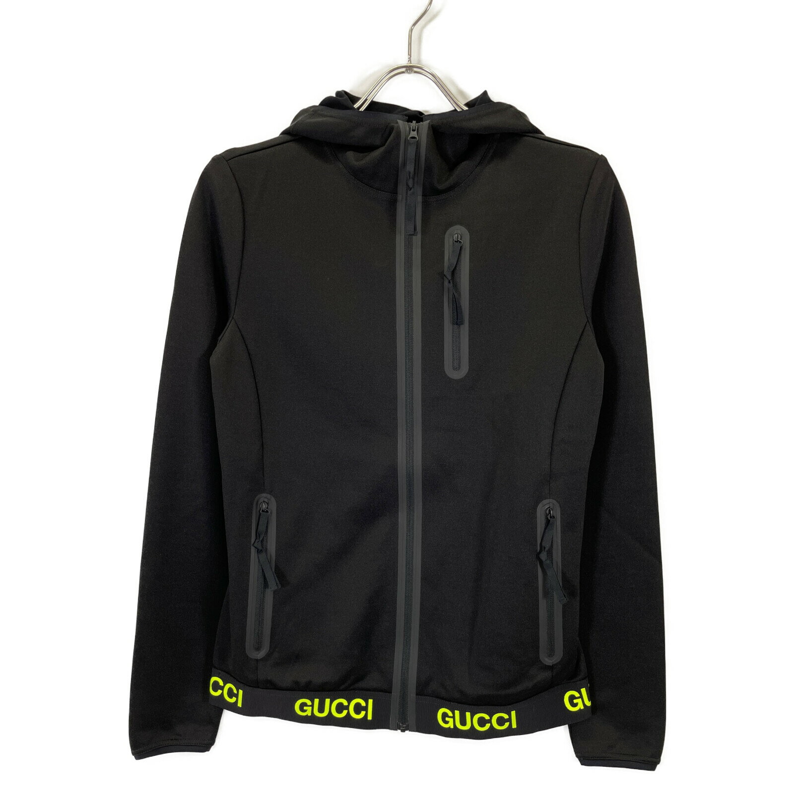 GUCCI グッチ 693081 ブラック ロゴプリント ストレッチジャージー テクニカルジャケット ジャケット XS ブラック レディース 【中古】
