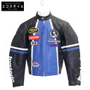 VANSON バンソン xSupreme xHYSTERIC【美品/24AW】トリプルコラボ レザー シングルライダース ジャケット S ブラック/ブルー メンズ 【中古】
