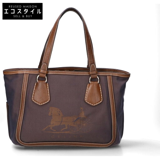 CELINE セリーヌ 【美品】馬車ロゴ キャンバスxレザー トートバッグ ブラウン レディース 【中古】 CELINE セリーヌ 【美品】馬車ロゴ キャンバスxレザー トートバッグ ブラウン レディース 【中古】
