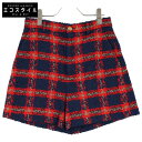 GUCCI グッチ 【美品/国内正規】681239 Checked shorts チェック ショートパンツ/ ボトムス 38 レッド/ネイビー レディース 【中...