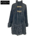 【ポイント5倍】 MIUMIU ミュウミュウ 【国内正規】MPS377 1CQY 羊革 ムートン コート 42 ブラック レディース 【中古】