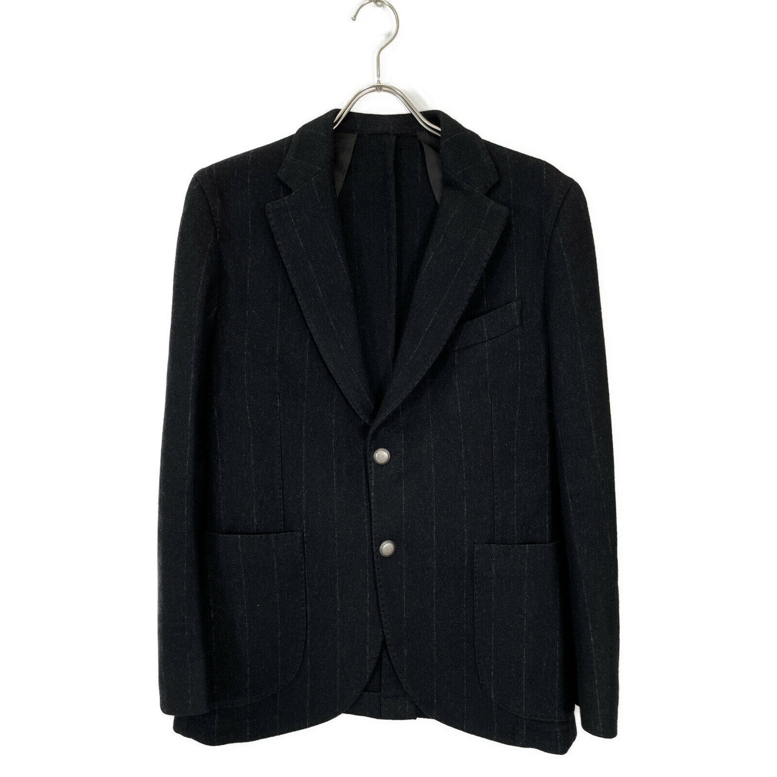 BARBA バルバ ブラック NW5900 ウール混 シャドウストライプ テーラードジャケット ジャケット 48 ダークグレー メンズ 【中古】