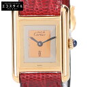 Cartier カルティエ 925 80s マストドゥカルティエ マストタンクSM スリーカラー 手巻 腕時計 ボルドー/ゴールド レディース 【中古】(2)