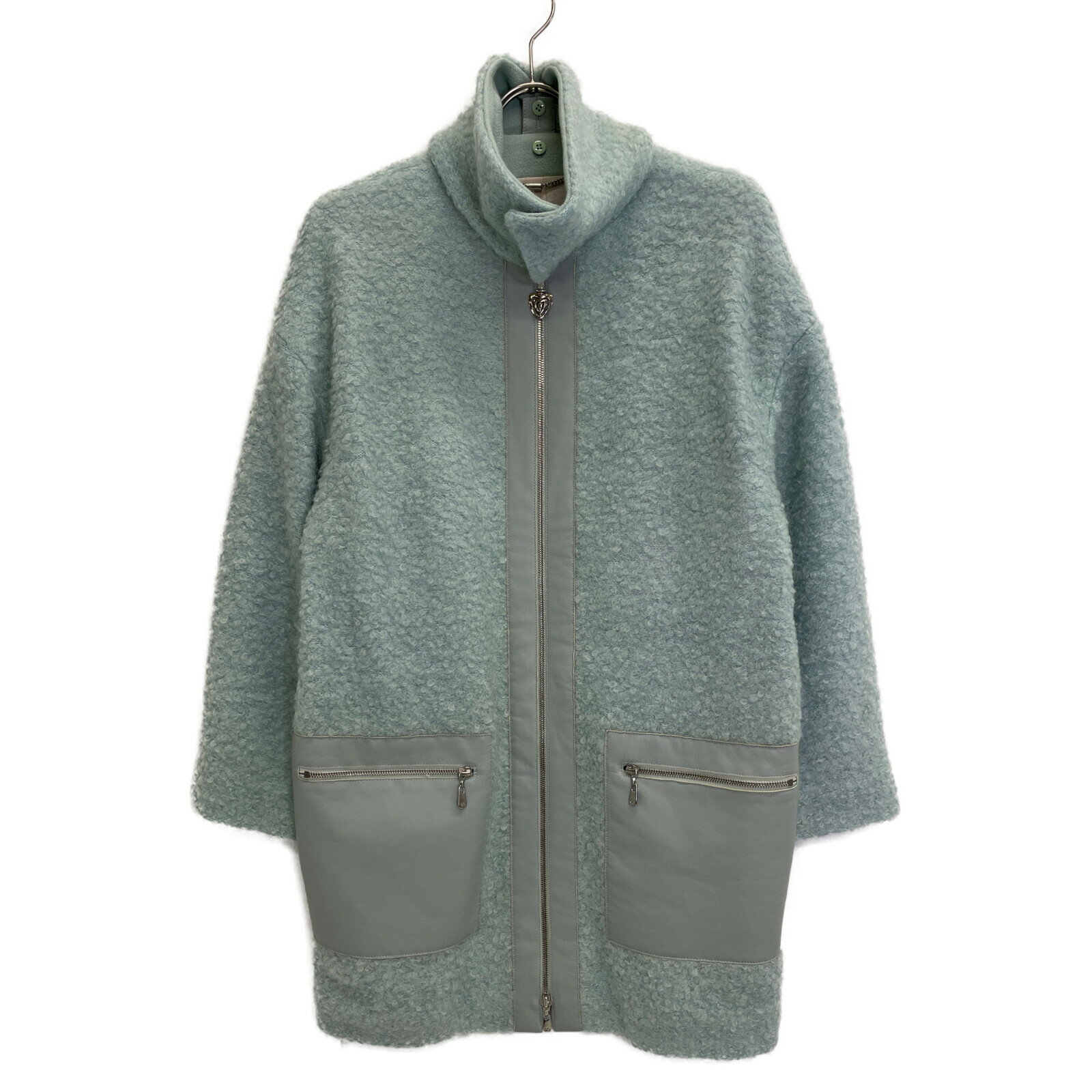 ESCADA エスカーダ ライトブルー 5014078 モヘアウール ボア 2WAY コート コート 34 ライトブルー レディース 【中古】