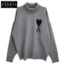 AMI PARIS アミパリス UKS402.018 24AW グレー×グレー ハートロゴタートルネックニット トップス L グレー レディース 【中古】