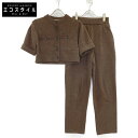 CLANE クラネ 17112-5012 24AW ブラウン HALF SLEEVE KNIT TOPS & PANTS SET ニットセットアップ スーツ 0 ブラウン レディース 【中古】