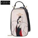 COACH コーチ x Disney ディズニー 【美品】CC328 エヴァ フォーン クロスボディ・クルエラ モチーフ ショルダーバッグ ホワイト/ブラック レディース 【中古】