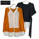 ENFOLD エンフォルド 300EA270-1550 SHIRT×KNIT レイヤードプルオーバー パーカー 38 チャコール×オレンジ×ホワイト レディース 【中古】