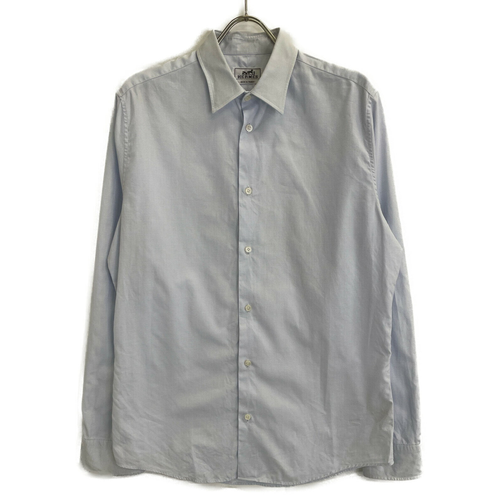 HERMES エルメス ブルー コットン ドレスシャツ ワンピース 40 ブルー メンズ 【中古】