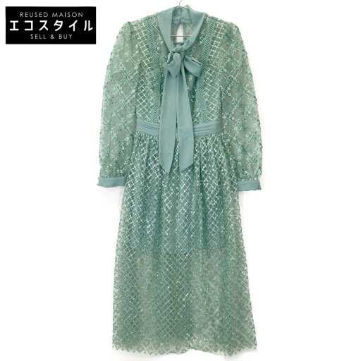Self Portrait セルフポートレイト PF21-111 グリーン系 スパンコール ボウタイリボン ワンピース ワンピース 4 グリーン レディース 【中古】 Self Portrait セルフポートレイト PF21-111 グリーン系 スパンコール ボウタイリボン ワンピース ワンピース 4 グリーン レディース 【中古】