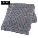 HERMES エルメス 【新品同様】Hトルサド・キュイール カシミヤ/シルク リブ編み マフラー グレー メンズ 【中古】
