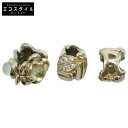 TROLLBEADS トロールビーズ 750 モカ ダイヤモンド・スリーフラワーズ・レターR ビーズ 計3点 チャーム イエローゴールド レディース 【中古】