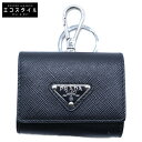 PRADA プラダ トライアングルロゴプレート サフィアーノレザー Air Podsケース ブラック レディース 【中古】
