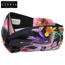 GUCCI グッチ シルク フローラル ヘアバンド ヘアアクセサリー ブラック/ピンク レディース 【中古】