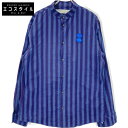 OFF-WHITE オフホワイト OMGA084E19E21022 ブルー×ブラック ノーカラー ストライプシャツ トップス M ブルー/ブラック メンズ 【中古】(4)
