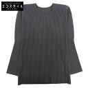 HOMME PLISSE ISSEY MIYAKE オムプリッセ イッセイミヤケ 美品 クルーネック Tシャツ トップス メンズ グレー 3 HP55JK021 トップス 3 グレー メンズ 【中古】