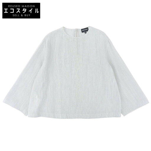 GIORGIO ARMANI ジョルジオアルマーニ 美品 リネン シルク ストライプ プルオーバー ブラウス レディース グレー 36 1SHCCZ10TZ808 トップス 36 グレー レディース 【中古】 GIORGIO ARMANI ジョルジオアルマーニ 美品 リネン シルク ストライプ プルオーバー ブラウス レディース グレー 36 1SHCCZ10TZ808 トップス 36 グレー レディース 【中古】