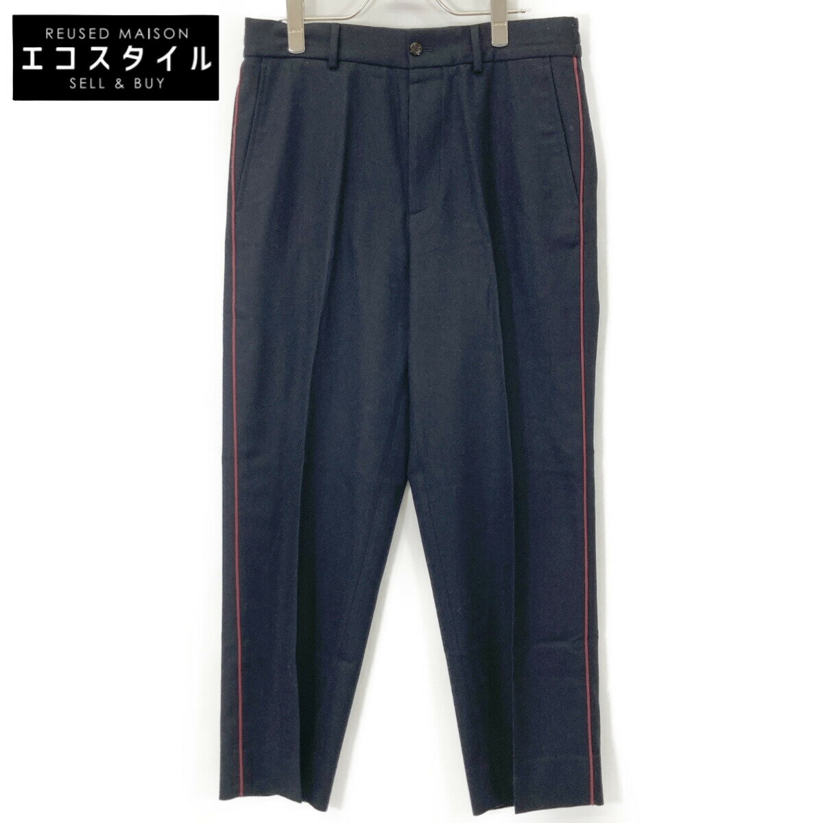 GUCCI グッチ 【国内正規】645916 Z2693 ウール サイドライン スラックス/ ボトムス 48 ネイビー メンズ 【中古】