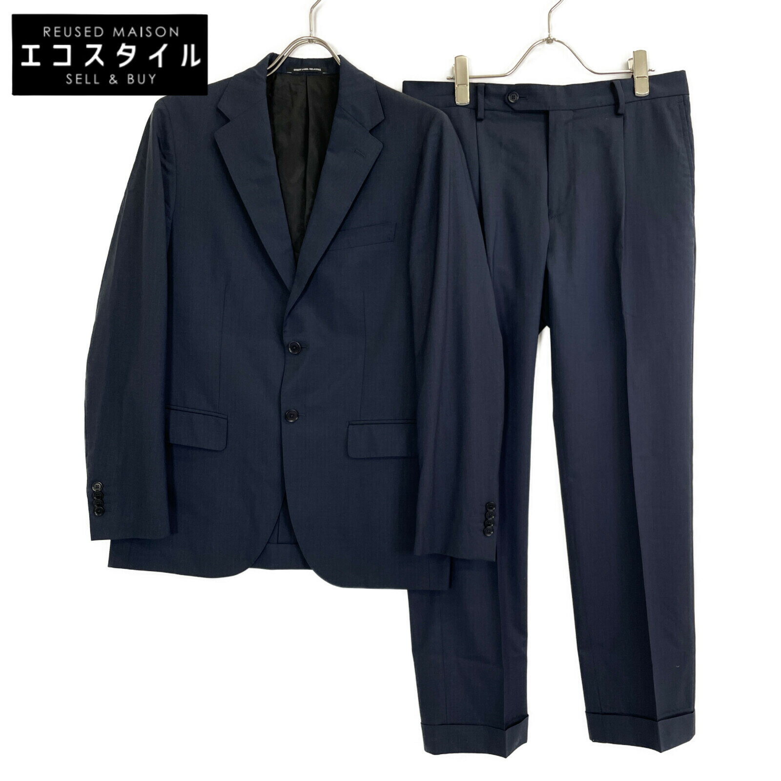 Green label relaxing グリーンレーベルリラクシング 【美品】3121-127-2125/3124-127-2125 NIKKE トロ ムジ 2B MF NTHP スーツ ネイビー メンズ 【中古】